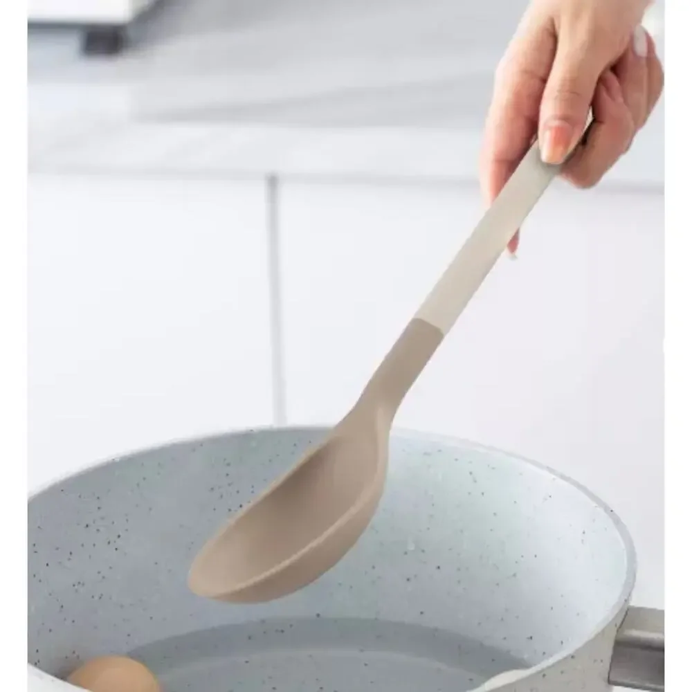 Cook With Color Two-Toned Beige and White Silicone Cooking Spoon b3